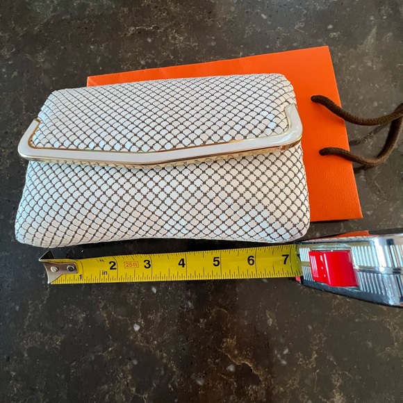 Vintage WHITE Chain Mail Crossbody Bag Clutch+FREE Hermes Shopping Bag - Picture 8 of 10